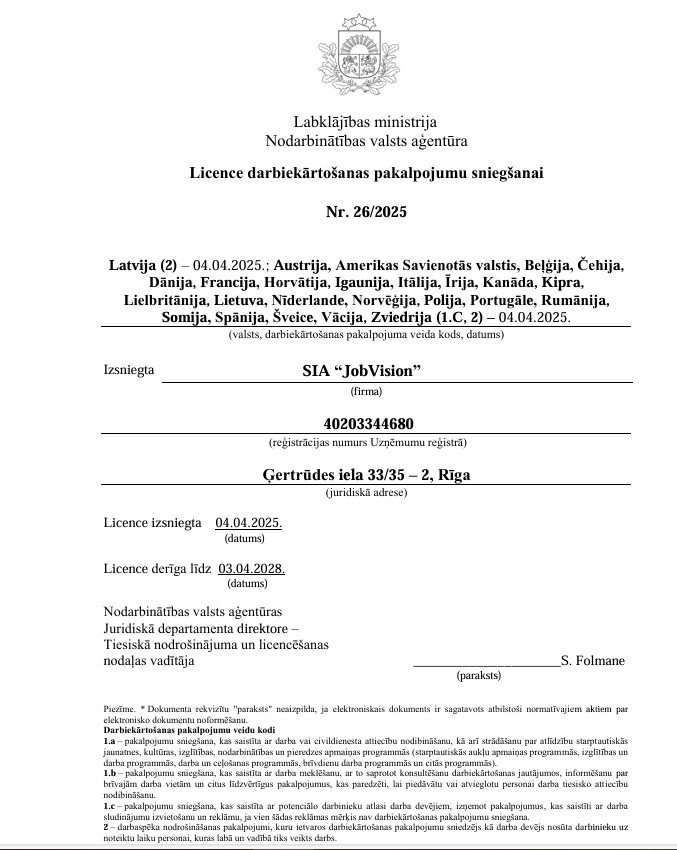 License Jobvision