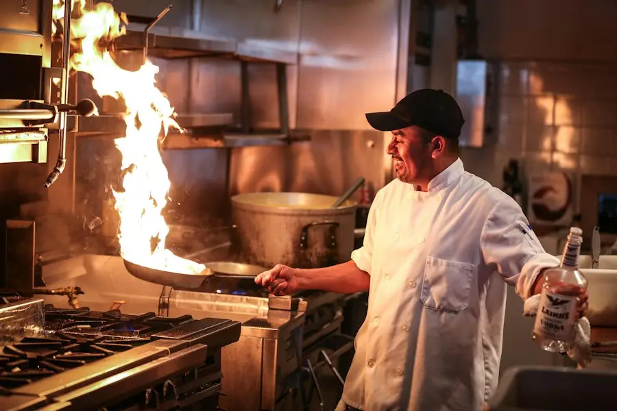 Chef cooking in a professional kitchen
