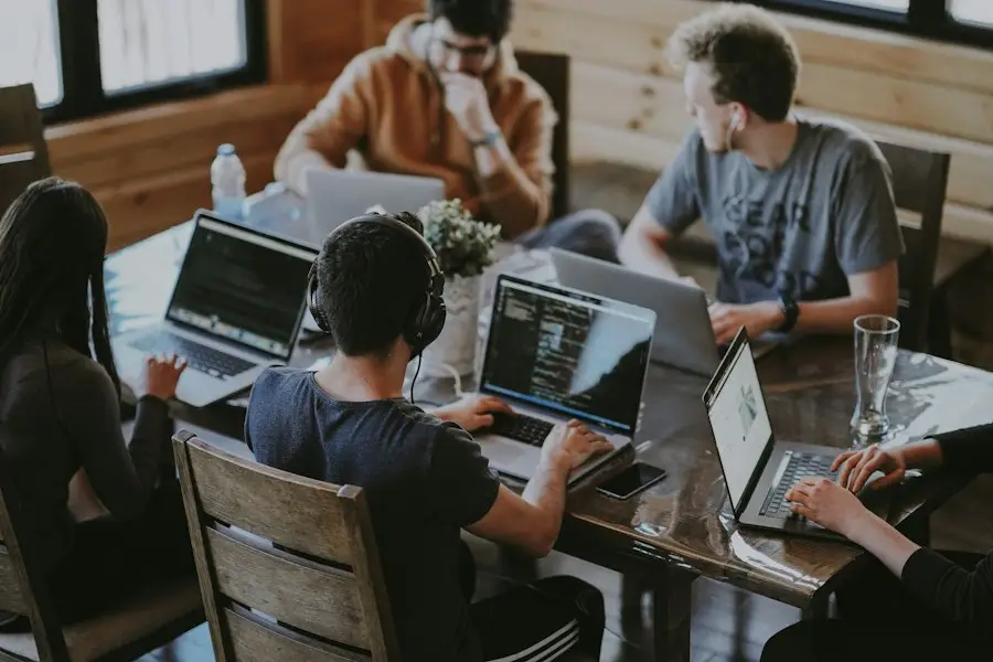 Office team working together
